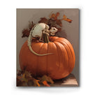 Skull Skeleton Perched on Pumpkin Halloween Wall Art