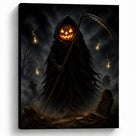 Evil Pumpkin Halloween Canvas Wall Art, Spooky Jack-o’-Lantern Decor