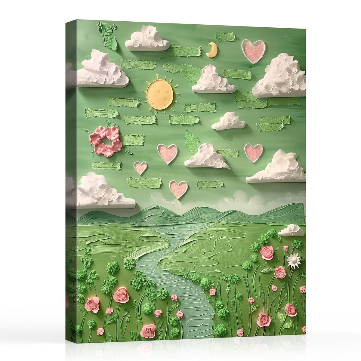 Whimsical Green Garden Paper Art Wall Decor