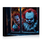 Creepy Clowns at the Window Halloween Canvas Wall Art – Dark Horror Party Decor