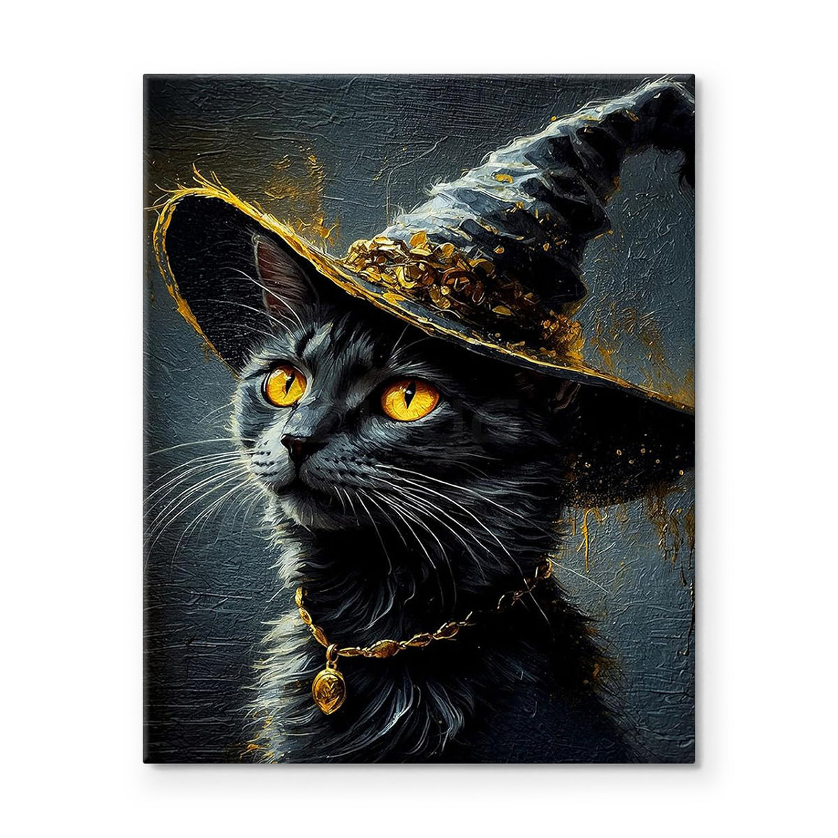 Bewitched Black Cat Halloween Canvas Wall Art