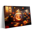 Ghostly Pumpkin Porch Halloween Canvas Wall Art