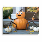 Funny Pumpkin Spider Canvas Wall Art – Cute Halloween Porch and Home Decor