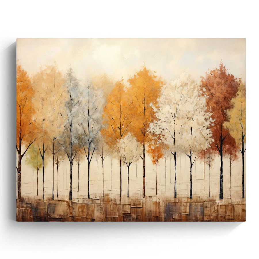 Modern Abstract Autumn Tree Landscape Painting Forest Wall Art