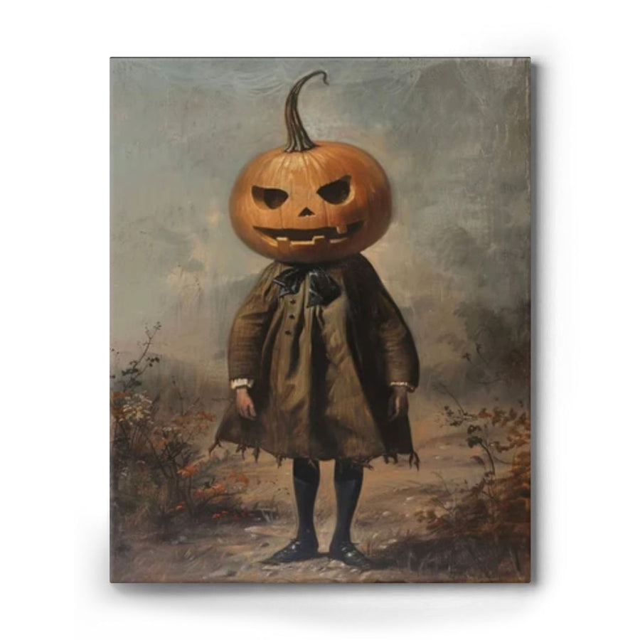 Vintage Gothic Pumpkin Head Halloween Painting Head Scarecrow Wall Art