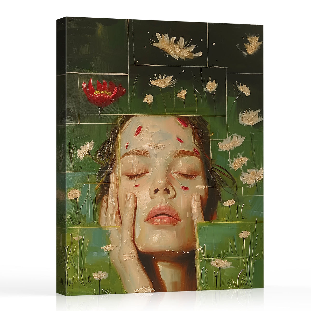 Ethereal Green Botanical Portrait Wall Art