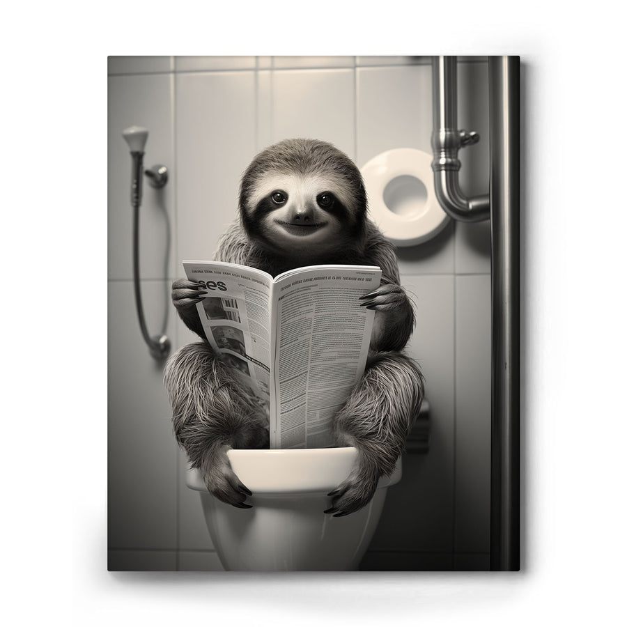 Sloth Reading on the Toilet Wall Art