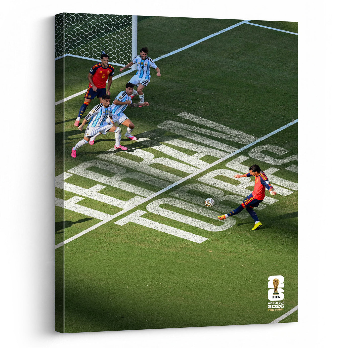 Spain vs Argentina Decisive Free Kick Canvas Wall Art – Soccer Final Moment Print