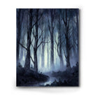Haunted Misty Dark Forest Illustration Halloween Wall Art
