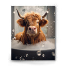 Highland Cow in the Bathtub Whimsical Surreal Animal Illustration Wall Art