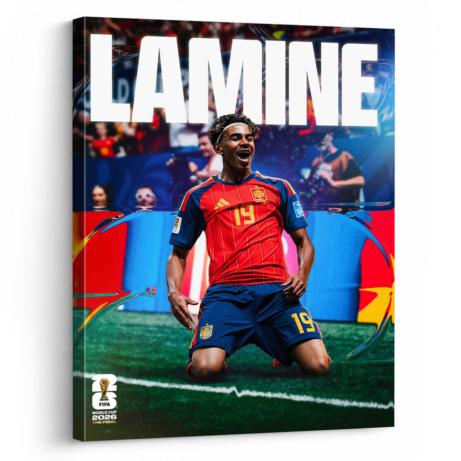 Lamine Yamal Goal Celebration Canvas Wall Art – Spain No. 19 Soccer Print
