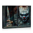 Creepy Clowns at the Window Halloween Canvas Wall Art – Dark Horror Party Decor