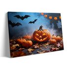 Pumpkin Patch Halloween Canvas Wall Art, Bats and Ghosts Decor