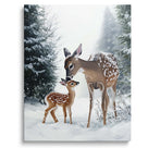 Christmas Deer and Woodland Wildlife Canvas Wall Art, Rustic Winter Holiday Decor
