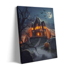 Ghostly Pumpkin Manor Halloween Canvas Wall Art