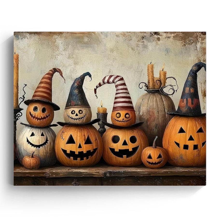 Pumpkin Coven Halloween Canvas Wall Art