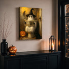 Haunted Newspaper Ghost Halloween Canvas Wall Art