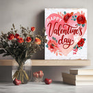 Romantic Heart Floral Print with Happy Valentine's Day Vintage Print Canvas