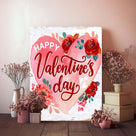 Romantic Heart Floral Print with Happy Valentine's Day Vintage Print Canvas