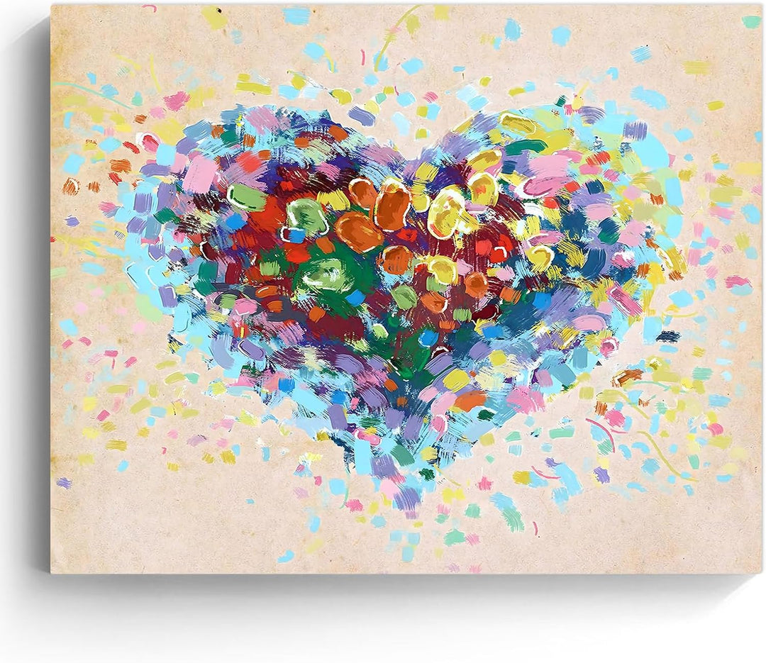 Vibrant Abstract Heart Pictures Print Painting