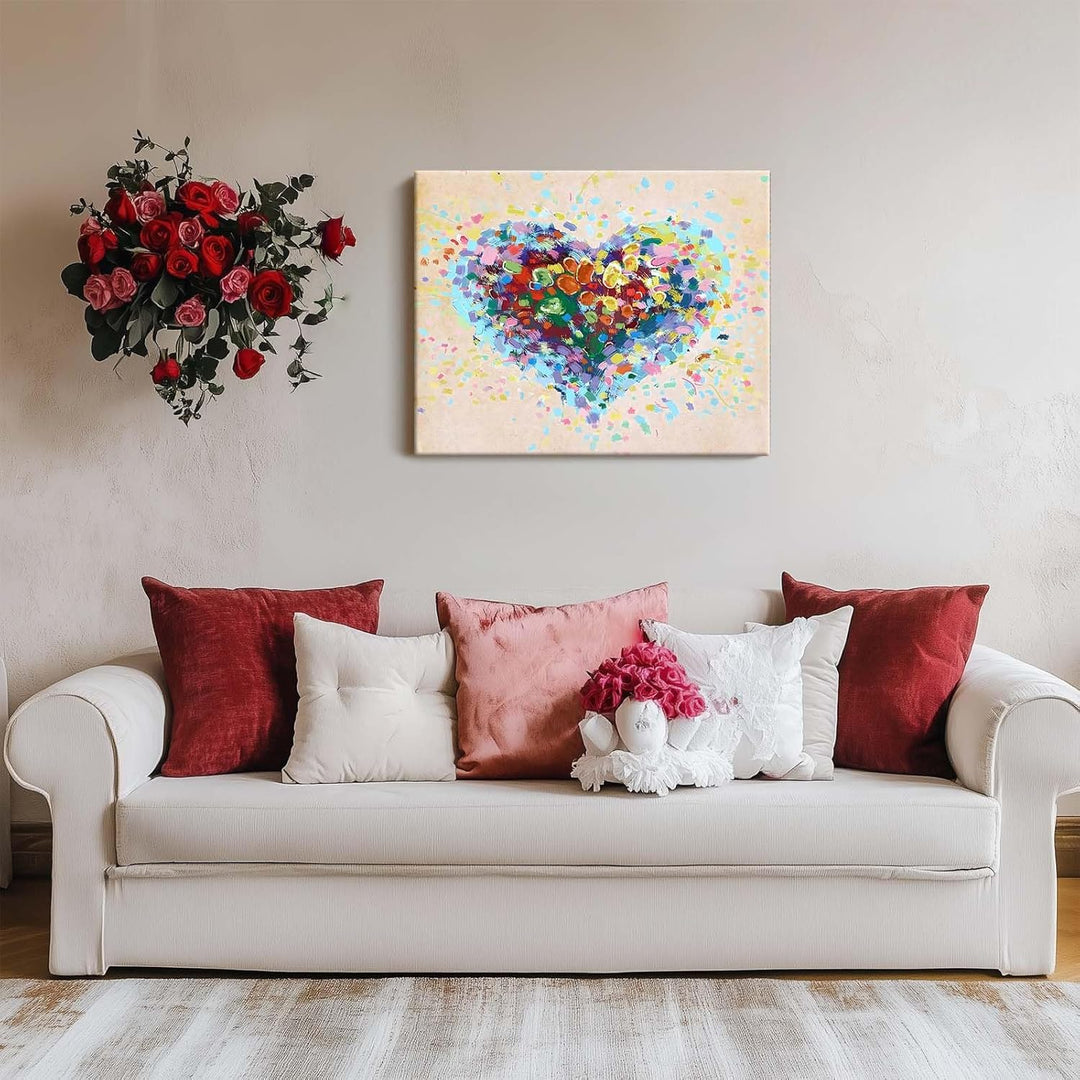 Vibrant Abstract Heart Pictures Print Painting