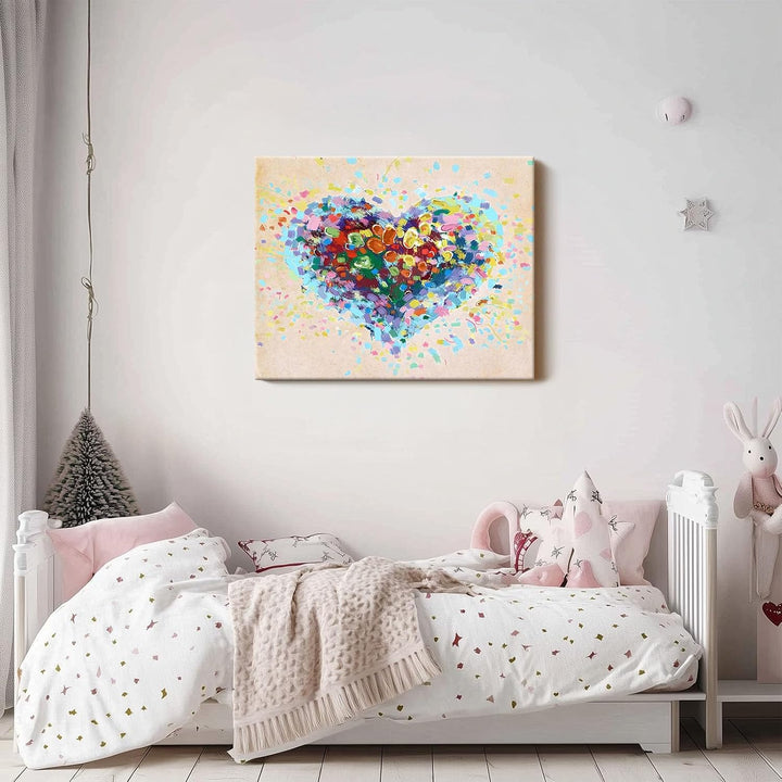 Vibrant Abstract Heart Pictures Print Painting
