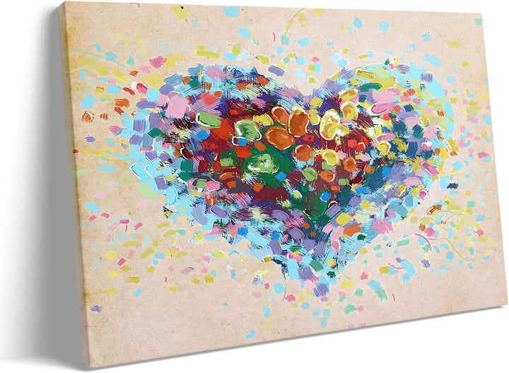 Vibrant Abstract Heart Pictures Print Painting
