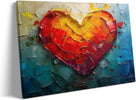 Vibrant Abstract Heart Pictures Print Painting, Romantic Heart Colorful