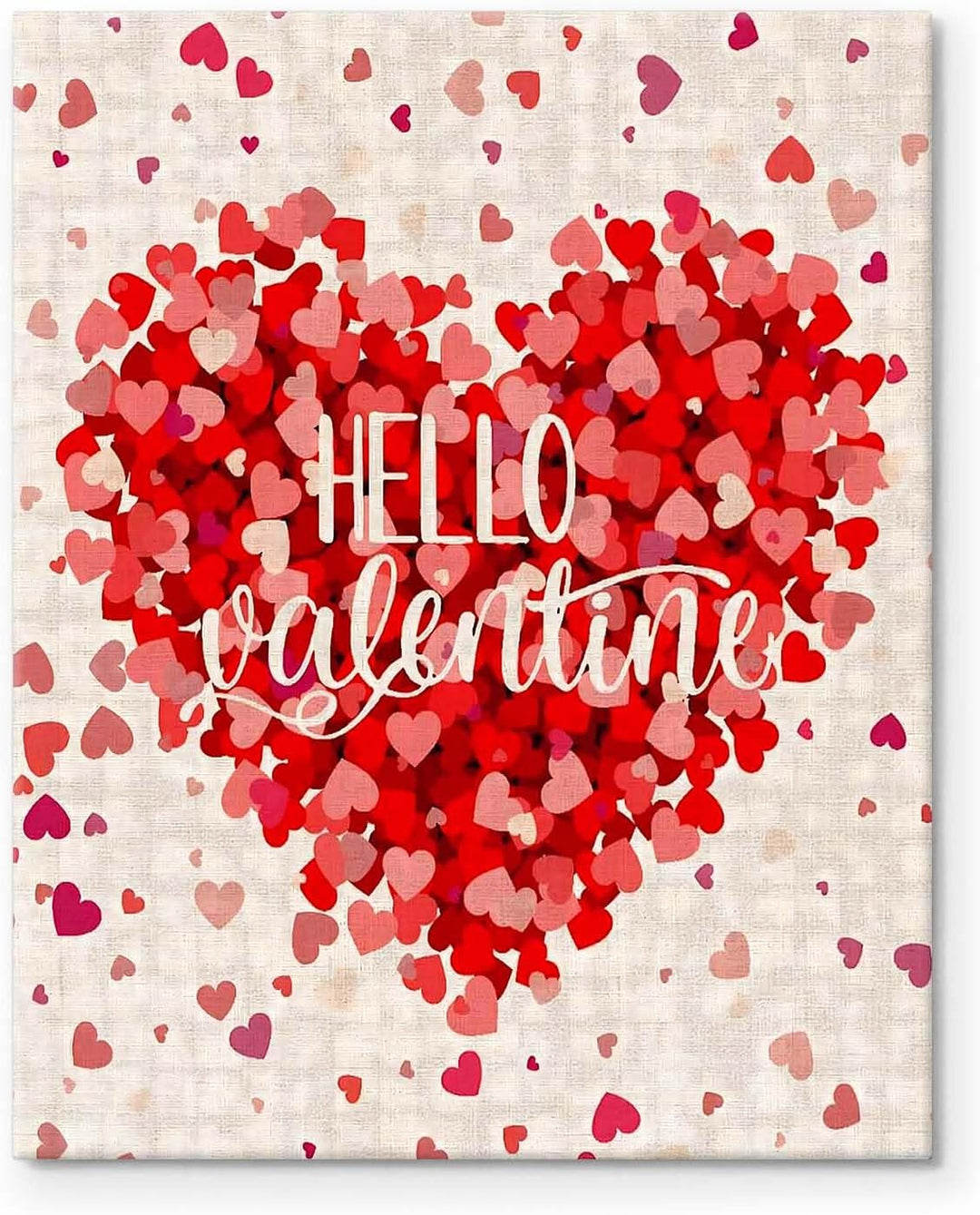 Romantic Pictures Print, Hello Valentine Red Heart Confetti Design