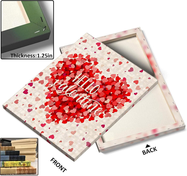 Romantic Pictures Print, Hello Valentine Red Heart Confetti Design