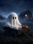 Little Ghosts & Candlelight Halloween Canvas Wall Art for Kids