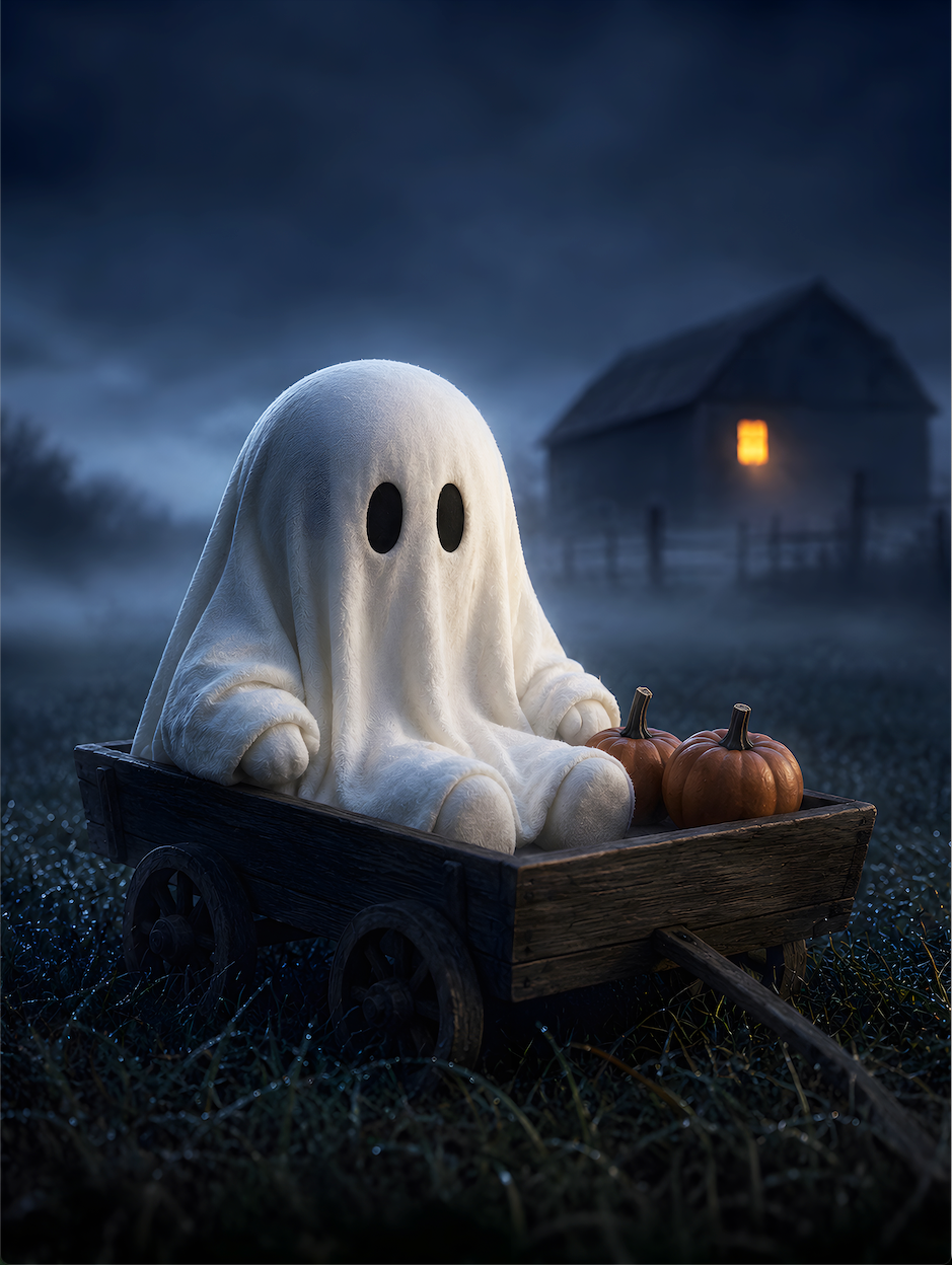 Little Ghosts & Candlelight Halloween Canvas Wall Art for Kids