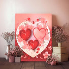 Red Romantic Heart and Floral Vintage Pictures