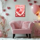 Red Romantic Heart and Floral Vintage Pictures