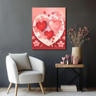 Red Romantic Heart and Floral Vintage Pictures