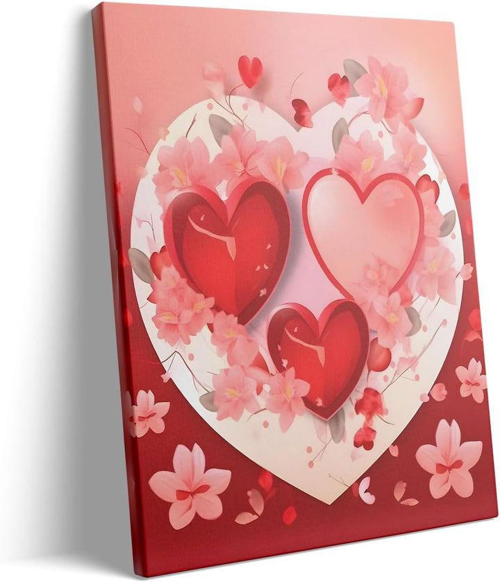 Red Romantic Heart and Floral Vintage Pictures