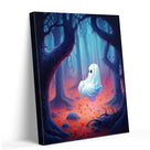 Cute Ghost on a Swing in an Enchanted Forest Illustration Halloween Wall Art