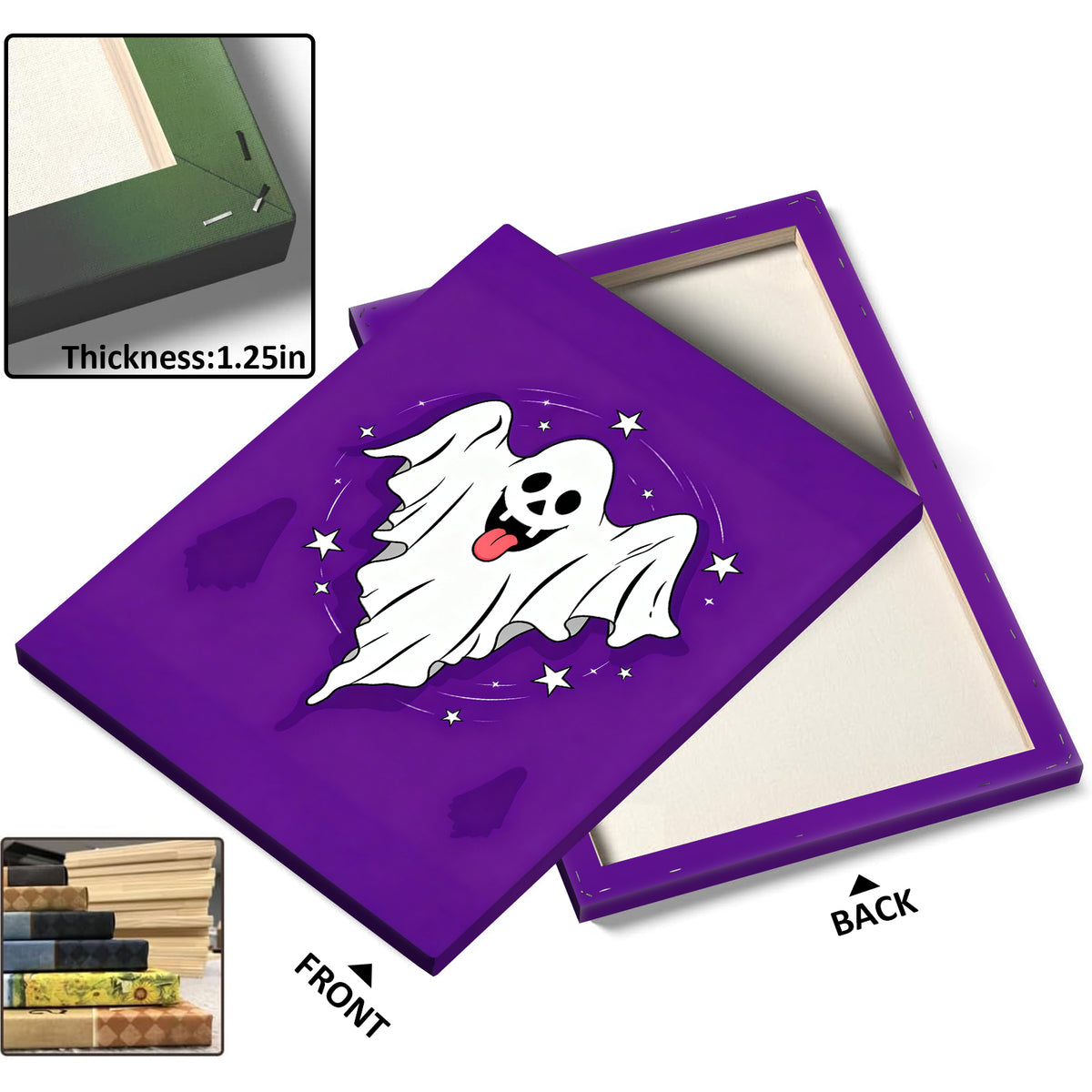 Playful Starry Ghost Halloween Canvas Wall Art