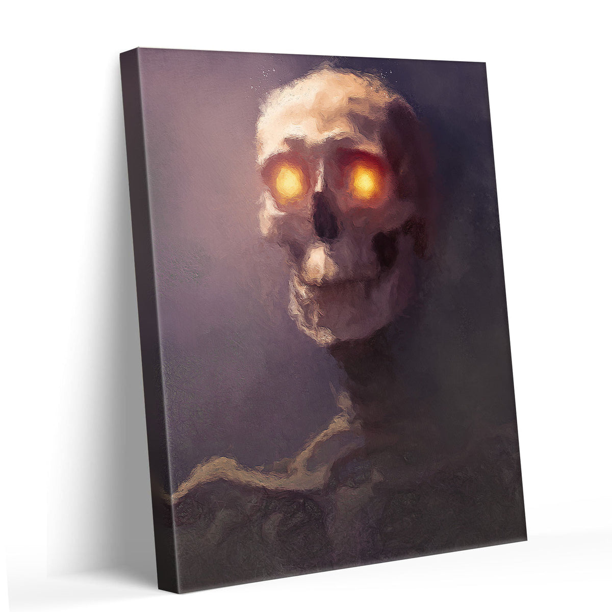 Dark Gothic Glowing Skull Horror Painting Eyes Skull Wall Art
