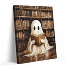 Cute Ghost Reading in the Library Whimsical Halloween Storybook Illustration Wall Art