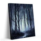 Haunted Misty Dark Forest Illustration Halloween Wall Art