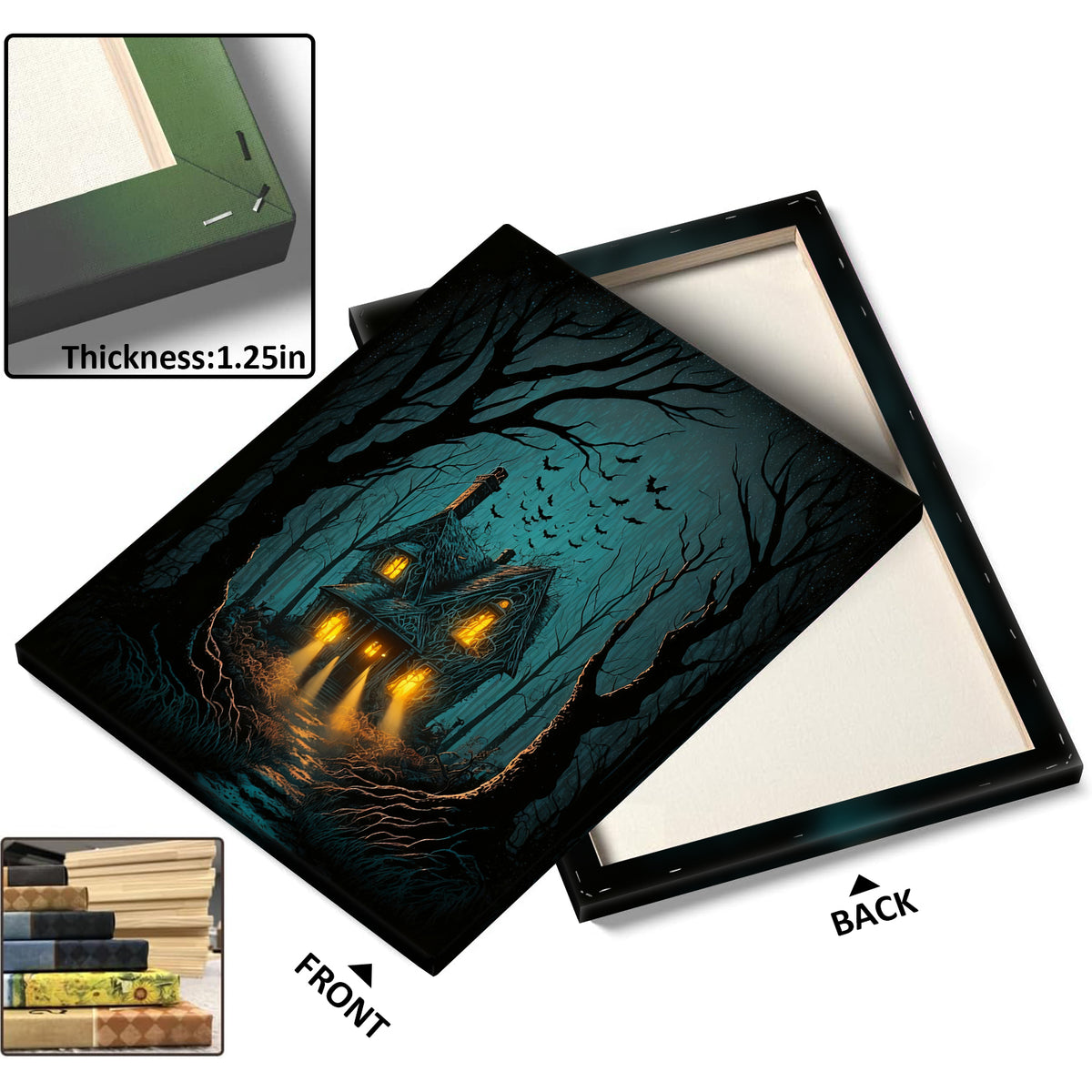 Enchanted Forest Haunted Cottage Halloween Canvas Wall Art
