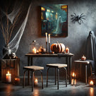 Haunted Arcade Ghost Halloween Canvas Wall Art