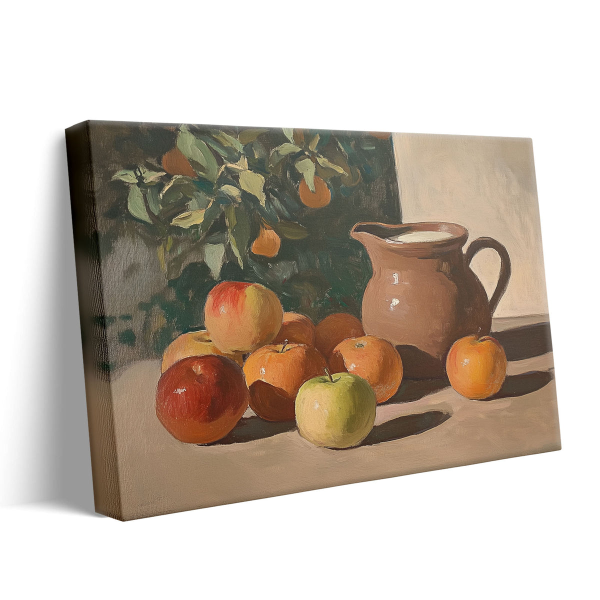 Apples and Rustic Pitcher Still Life Warm Rustic Still Life Painting Wall Art