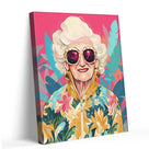 Pop Art Grandma with Pink Sunglasses Colorful Fashion Portrait Wall Art