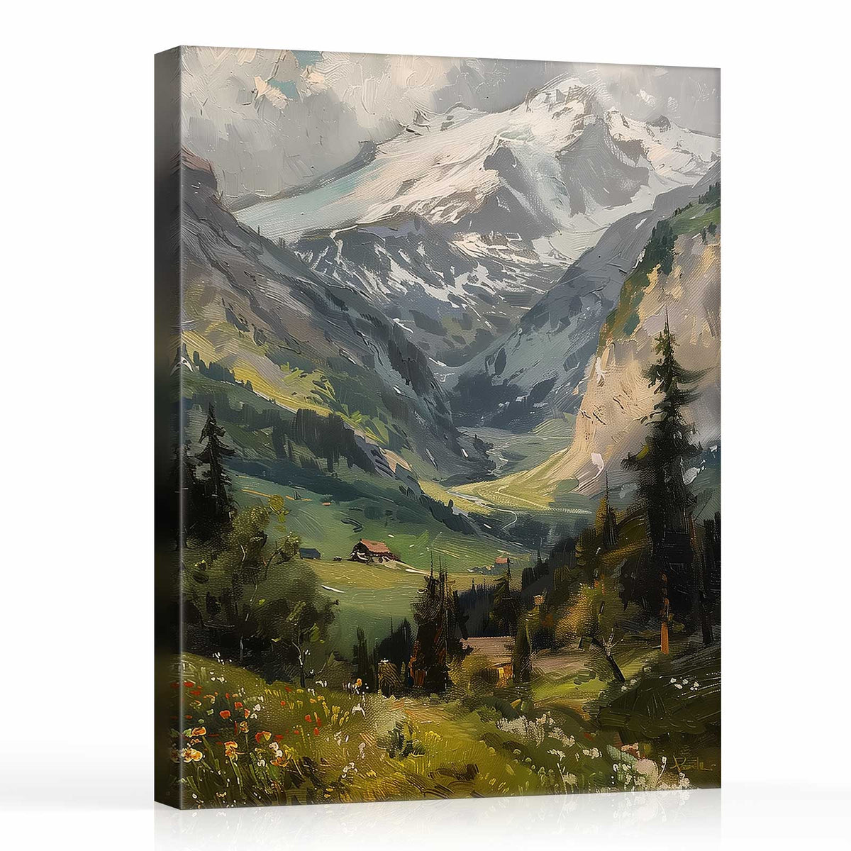 Alpine Mountain Snowy Valley Wall Art