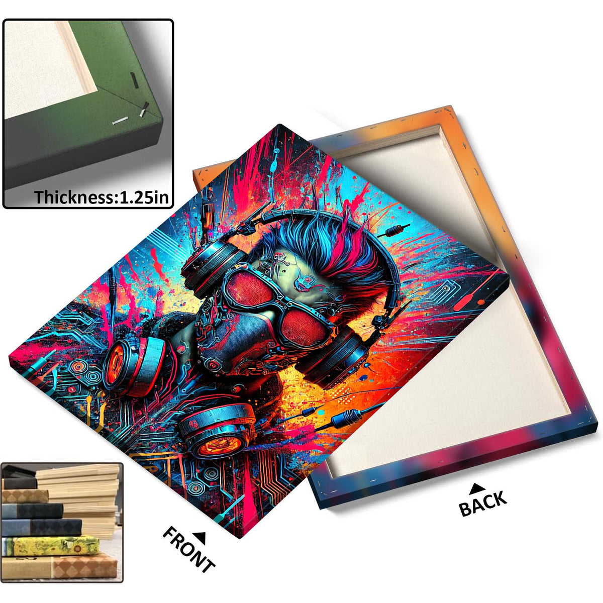 Neon Cyber Soundscape Canvas Wall Art
