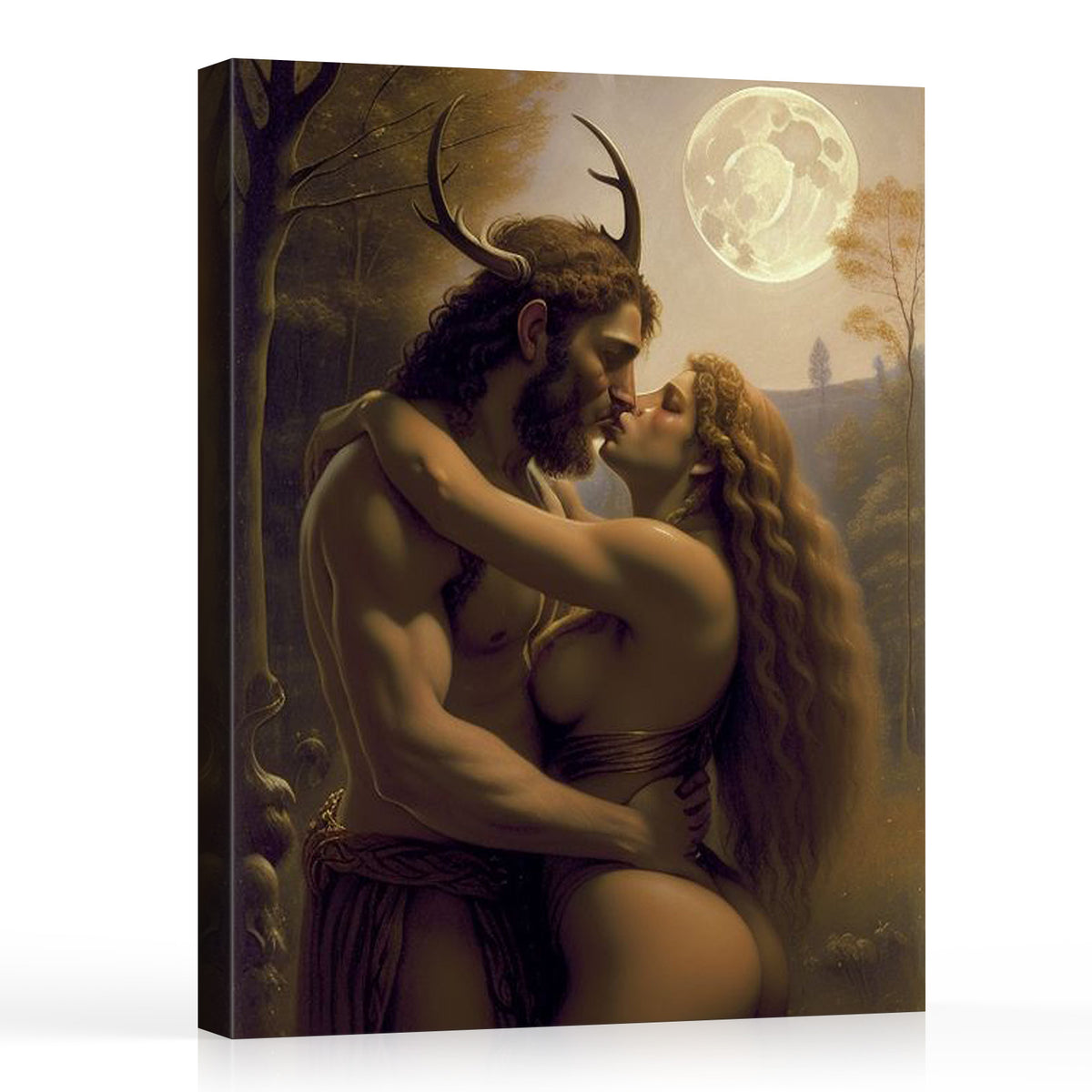 Mythical Lovers Painting Moonlit Romance Wall Art