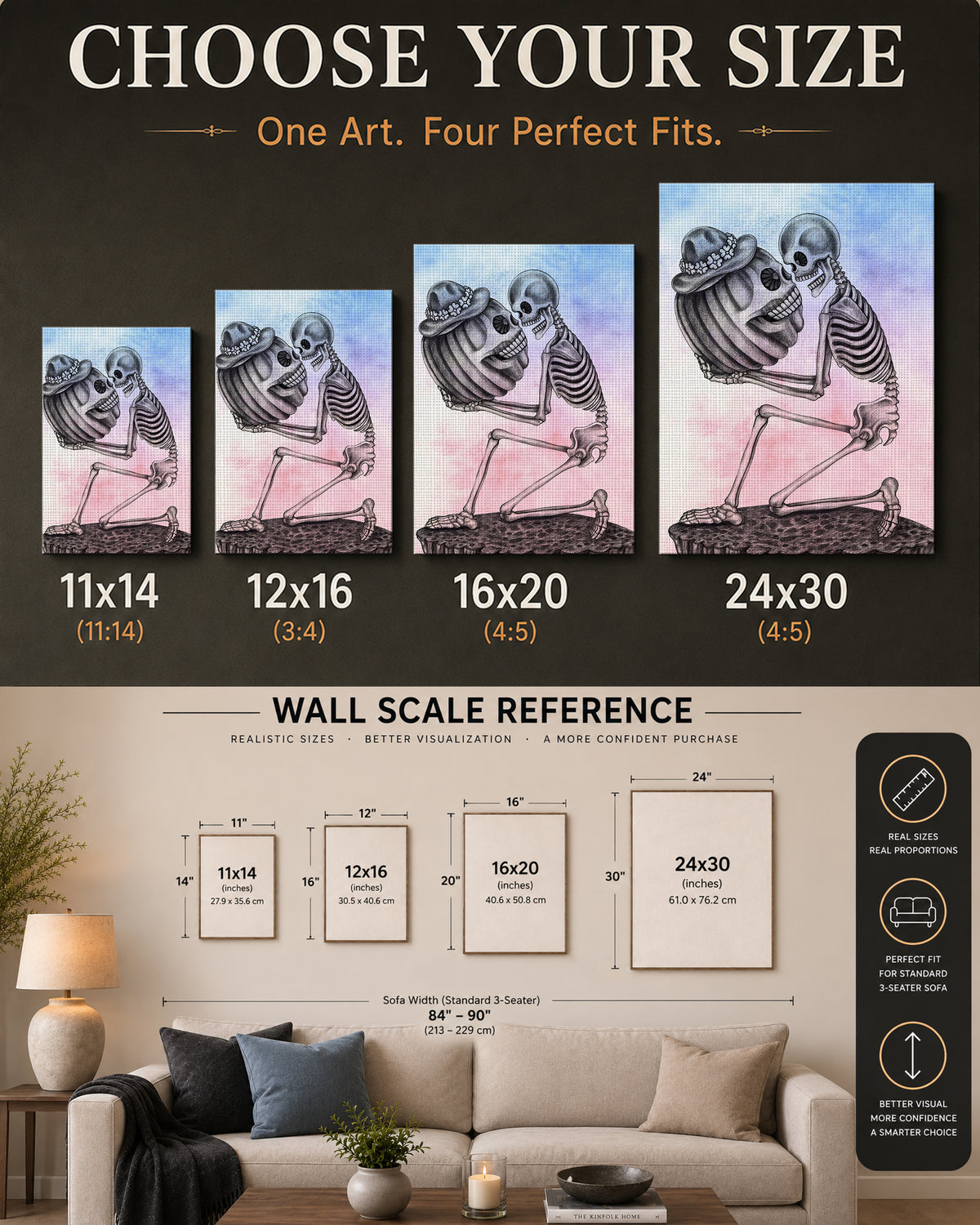 Couple pumpkin Halloween Canvas Wall Art