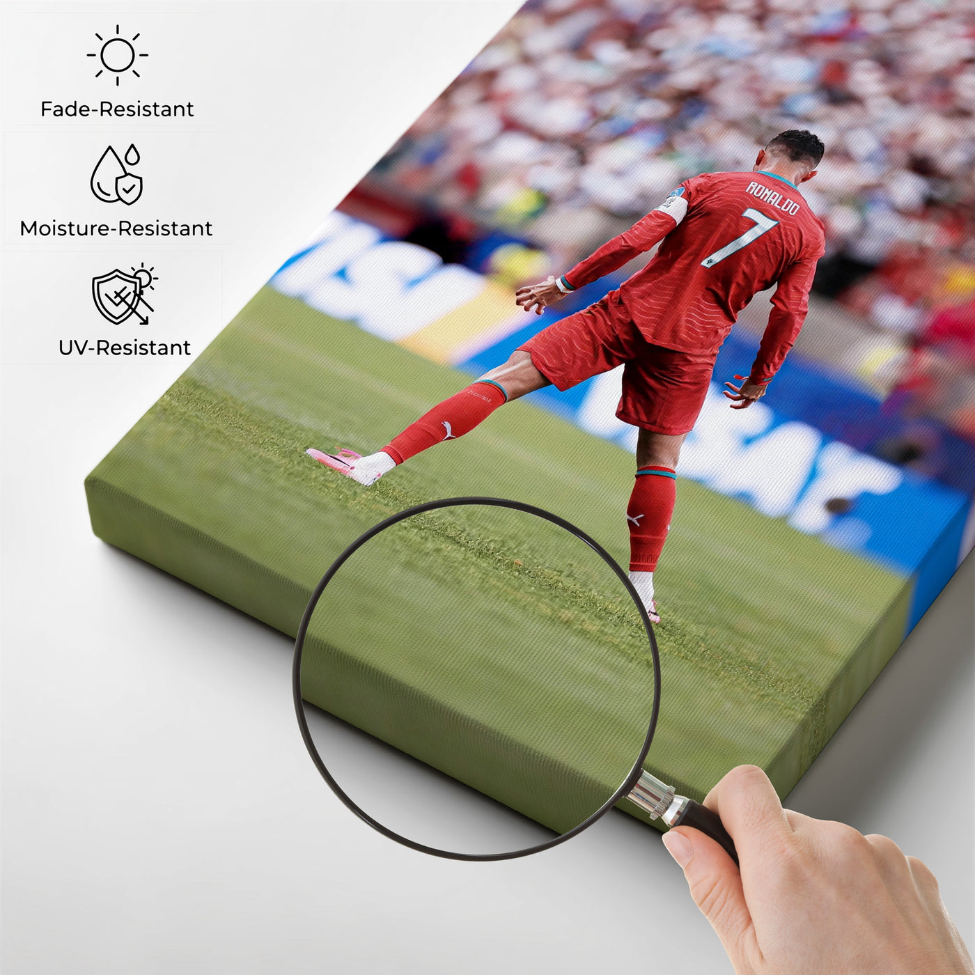 Cristiano Ronaldo No. 7 Portugal Canvas Wall Art – Soccer Stadium Print